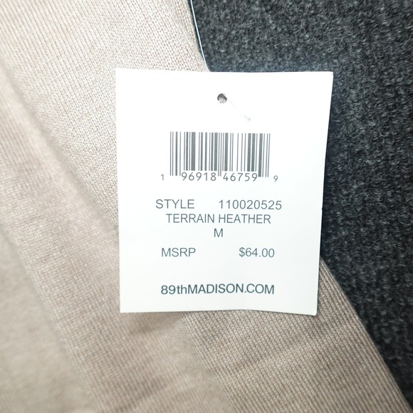 NWT 89th + Madison Cardigan Open Front Pointelle Women L Terrain Heather - Picture 3 of 8